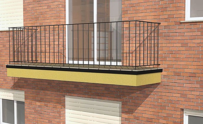 Resultado final de la restauración estructural de frente de forjado en balcón realizada por Europa 9.