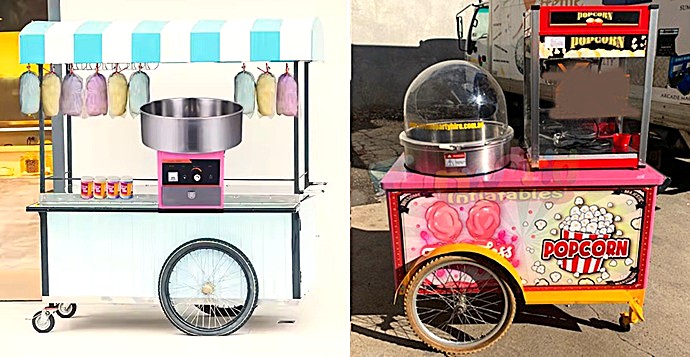 Alquiler económico de máquinas de algodón de azúcar y palomitero en Murcia para cumpleaños infantiles y todo tipo de eventos.